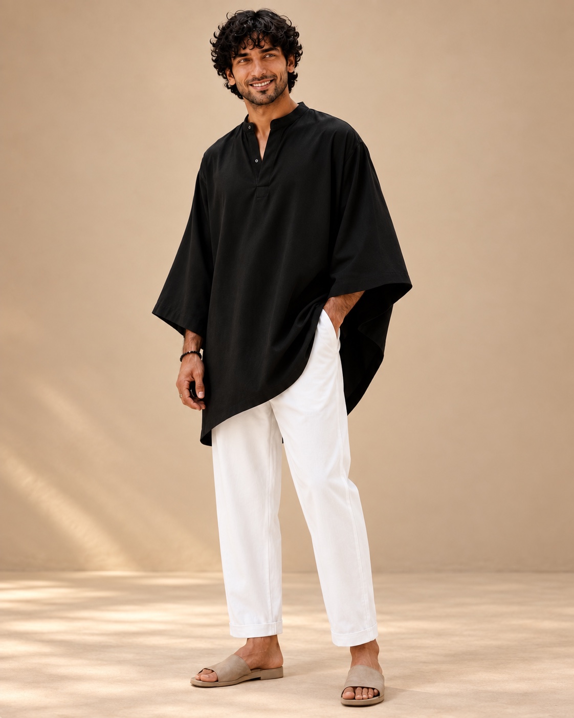The Baggy Kurta in black, front view